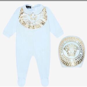 Young Versace Baby Newborn Designer Romper /Bib Baby grow 9-12m Gift Set